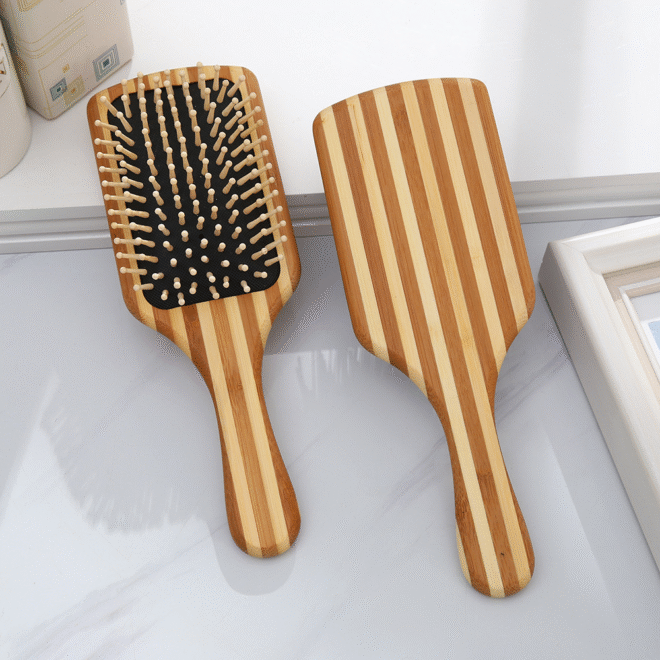 bamboo hair brush large paddle square - Image 3