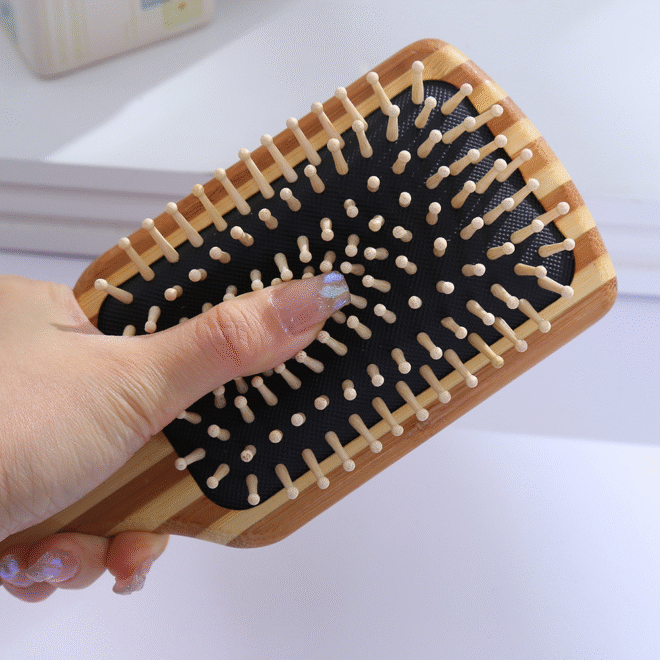 bamboo hair brush large paddle square - Image 2