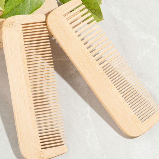 bamboo fine wide tooth hair comb - Image 3