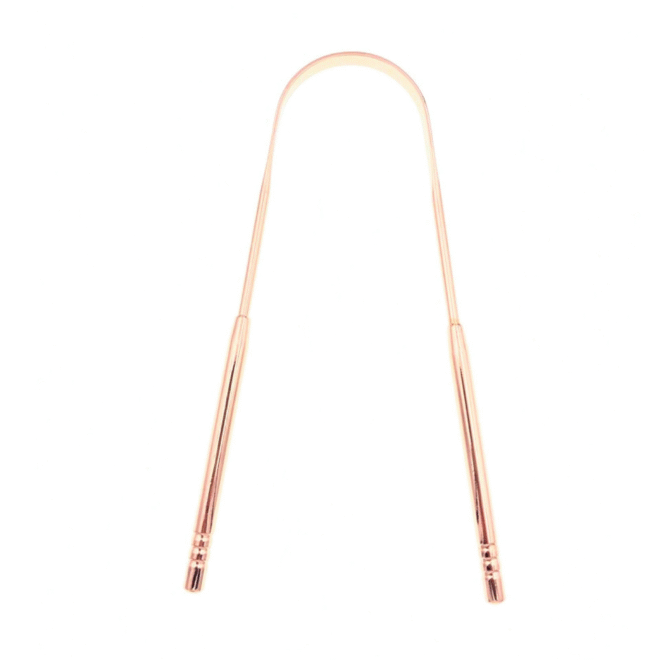 U type stainless steel tongue scraper-gold rose