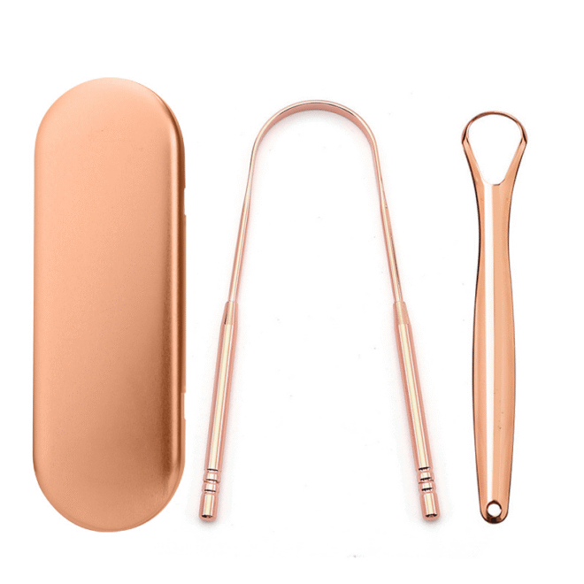 U type stainless steel tongue scraper-gold rose - Image 2